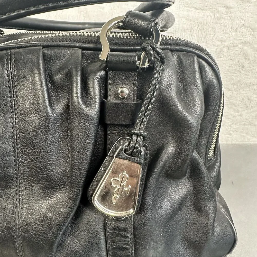Cole Haan Cornelia Women's Triple Zip Satchel Handbag Black-Smooth Soft Leather